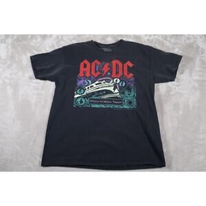 ACDC Shirt Mens Medium Black Rock N Roll Train‎ Band Graphic Tee Vintage Style